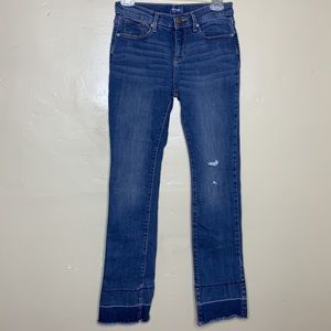 OLD NAVY Boot-Cut Distressed Released Frayed Hem Whiskered 5 Pocket Denim 14 G